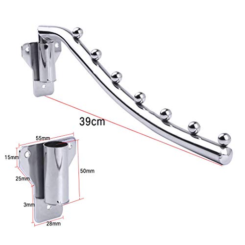 Edelstahl Kleiderlüfter Wand Klappbar, 7 Haken 180°Drehbare Wandhalterung Kleiderhaken Metall Garderoben Haken Schwingenarm Halter Wand Kleiderständer Wandkleiderhaken Wäscheraum Kleiderbügel