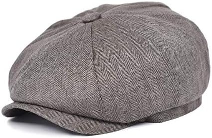 BOTVELA Men's Linen Newsboy Cap Herringbone Breathable Summer Hat