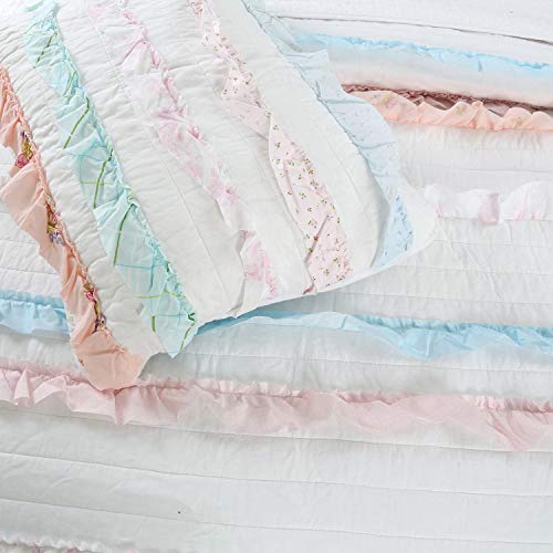 image for Cozy Line Home Fashions Emma Light Pink Blue Coral Girly Romantic Lace