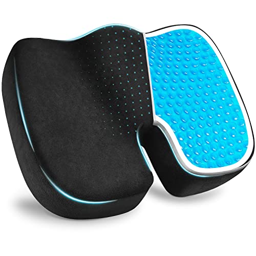 Virklyee Coussin de Siège Orthopédique Coussin Assise Mémoire de Forme Velours Coussin de Gel Coussin de Siège pour Voiture Bureau Soulagement des Douleurs au Coccyx et au Dos (Noir Velours)