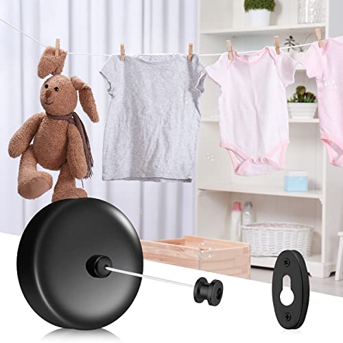 4 Pieces Retractable Clothesline 9.2Ft Adjustable Laundry String 304 Stainless Retractable Clothesline Heavy Duty Stainless Steel Rope Retracting Clothes Line For Indoor Outdoor Home (Black) #TOP3