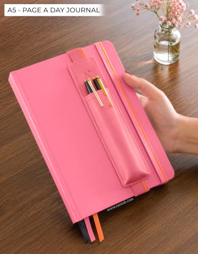 Image of NEORAH -A5 PLAIN | 368 Pages - 110 Gsm |PAGE A DAY JOURNAL (21x14.8 cm)-Hardcover Unruled Notebook |Back Pocket |3 Silk Book Mark - Completely HANDMADE for Journaling,writing- PINK