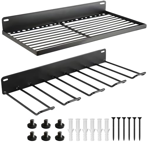 Juego de 2 estantes de resina para cobertizo, fácil instalación, cesta de almacenamiento montada en la pared, juego de accesorios con pernos, compatible con cobertizos, estante para herramientas