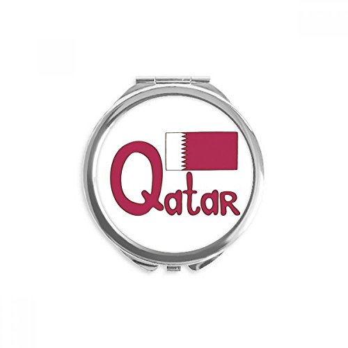 Miroir de poche qatar drapeau motif pourpre maquillage portable rond 2,6 pouces