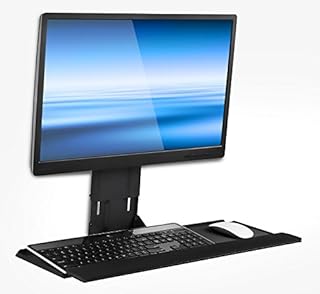 Mount-It! Monitor and Keyboard Wall Mount, Height Adjustable Standing VESA Keyboard Tray, 25 Inch Wide Platform with Mouse Pad (MI-7915)