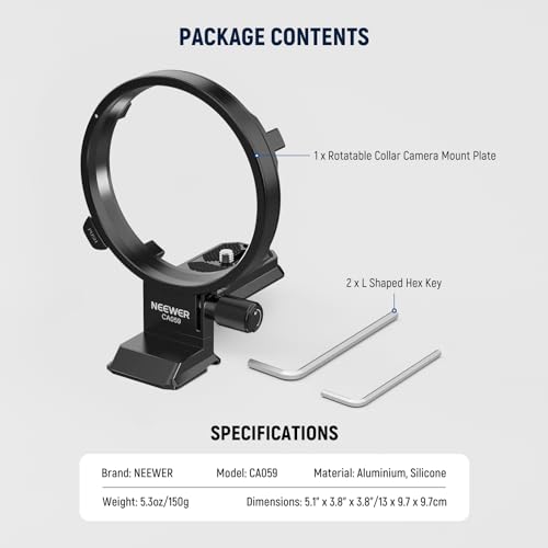 NEEWER Rotatable Collar Mount Plate for Fujifilm GFX100 II 100S 50S II, Fast Horizontal to Vertical Camera Tripod Lens Mount Ring Compatible with DJI RS 3/2 & Arca Quick Release System, CA059 - image 8