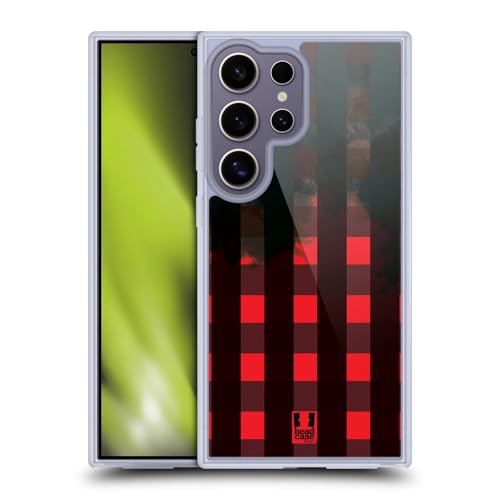 Head Case Designs Bleached Red Black Flannel Fridays Gel Case [Military Grade Protection] Compatible with Samsung Galaxy S25 Ultra and Compatible with MagSafe