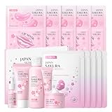 LAIKOU SAKURA Skin Care, Skin Care Set, Face Mask, Eye Mask, Lip Mask with Serum, Cleanser, Toner, Eye Cream, Essence Cream for Women Teen Girls Mom Daughter Mother's Day Christmas Birthday
