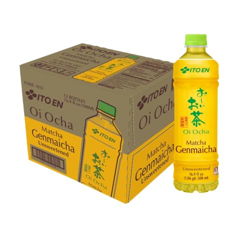 Ito En Oi Ocha Unsweetened Matcha Genmaicha Green Tea, 16.9oz, 12 bottles