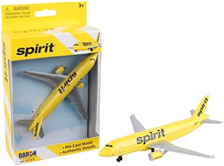 Daron Spirit Airlines Single Die-Cast Plane , Yellow