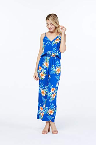 Image of Matchable Family Hawaiian Luau Men Women Girl Boy Clothes in Hibiscus Blue