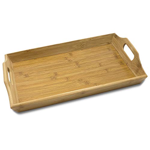 Palm Naki Bamboo Serving Tray - Bamboo Decorative Tray with Handles, Bamboo Charcuterie Tray, Bamboo Wood, 19.5â€ x 11.8â€ x 1.5â€