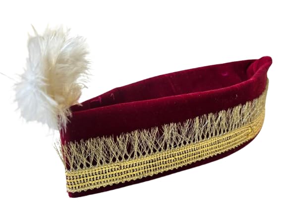 BB Pack of 12 Anarkali Cap/qawalli Cap Unisex/Thick and Long Feather Cap/mughal Theme/Sufi Cap for Men and Women Red-image-9