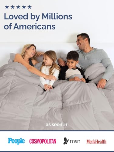 Image of Queen Size, Light Gray Alternative Down Comforter - Warm, Lightweight & Breathable Hotel Quality Bedding for Men, Women, Kids & Teens - All Season Oversized Cooling Microfiber Duvet Insert Comforter
