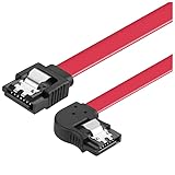 SATA Cable III 6Gbps, SATA 3.0 Data Cable with Locking Latch, Compatible for HDD, SSD, CD/DVD Drives, Internal Hard Drive Connector, Straight to Left Bend