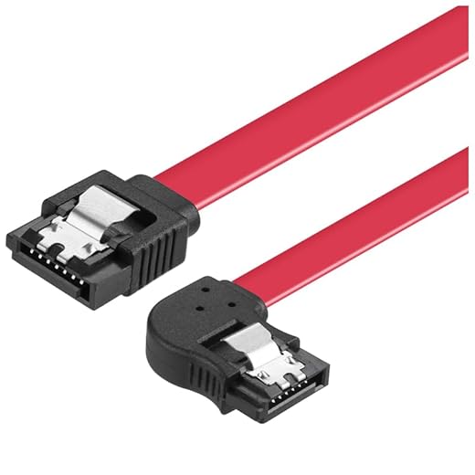 SATA Cable III 6Gbps, SATA 3.0 Data Cable with Locking Latch, Compatible for HDD, SSD, CD/DVD Drives, Internal Hard Drive Connector, Straight to Left Bend