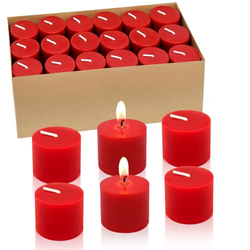 Image of 36 Packs Red Votive Candles, 10 Hours Small Unscented 1.5 Inch Diameter Colored Wax Candles for Christmas Wedding, Party, Holiday & Home Decoration