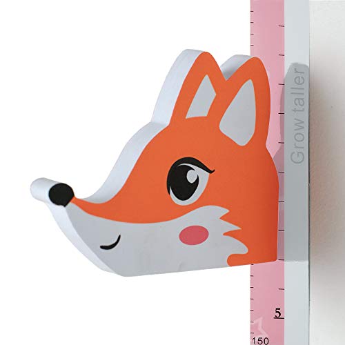 Wopeite Medidor de altura 3D para niños, Gráfico de crecimiento de quita y pon, Pegatinas de pared movibles para escribir sobre ellas, Diseño Zorro, Material EVA, Vinilos para dormitorio infantil