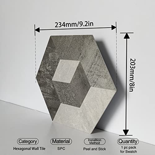 Colamo Luxury Peel And Stick Backsplash,Faux Stone Large Hexagon Tile,Stick On Accent Wall,Geometric 3D Design,Waterproof Self Adhesive Smart Marble Tile For Kitchen,Bathroom,Living Room(1Pcs,Grey) #TOP1