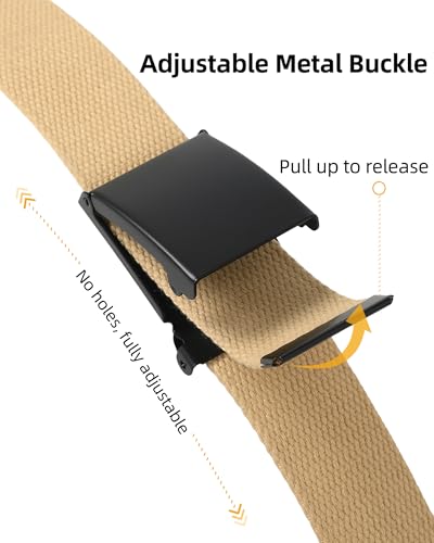Image of Mile High Life Cut To Fit Canvas Web Belt Size Up to 52 inch with Flip-Top Solid Black Military Buckle