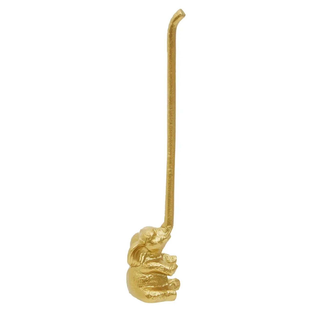 Interiors By PH Elephant Toilet Roll Holder - Gold - Cast Iron - Freestanding