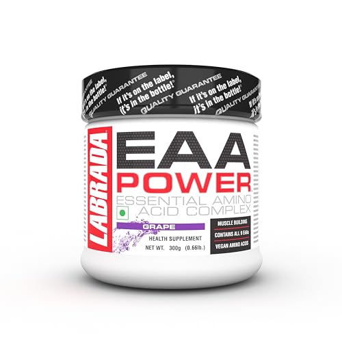 Image of Labrada EAA Power Essential Amino Acid Complex, Grape, 300g (30 Servings | 6.56g EAAs | Muscle Building | Vegan)