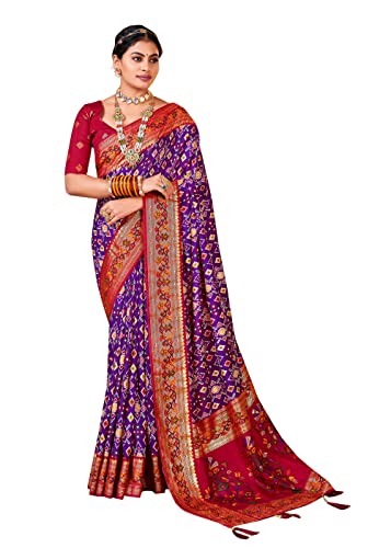 Elina fashion Indian Sarees for Women Cotton silk Foil Printed Sari | Wedding Diwali Gift Saree & Unstitched Blouse