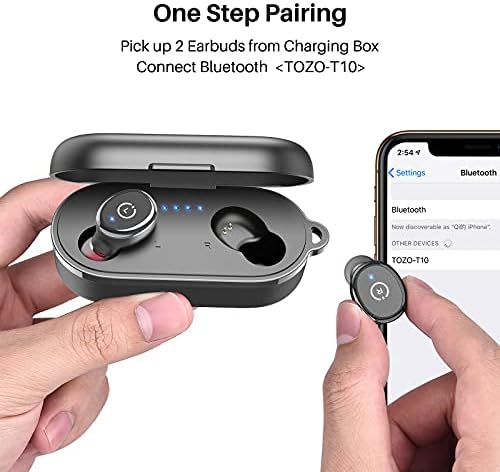 TOZO T10 bezprzewodowe słuchawki douszne Bluetooth 5.3 IPX8 wodoszczelne słuchawki z bezprzewodowym etui do ładowania mikrofon dźwięk Premium bas czarny