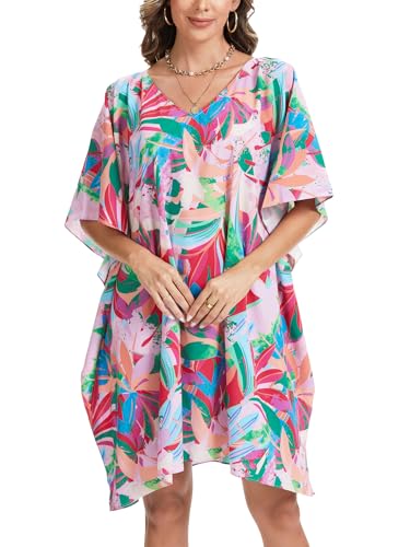 Moss Rose Beach Kaftan Dresses for Women V Neck Summer Swimsuit Cover up Beach Vacation Clothing3