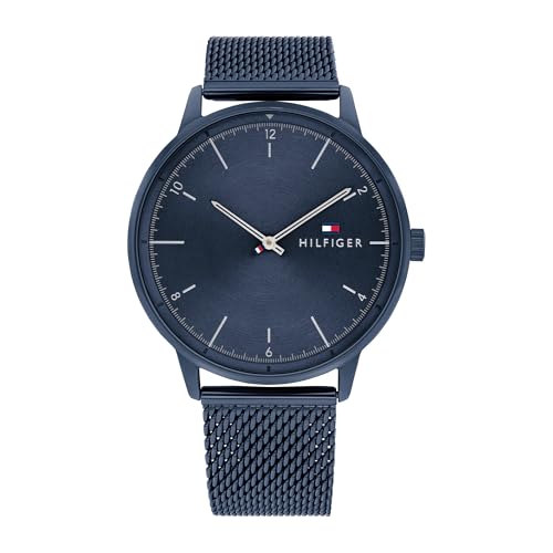 Tommy Hilfiger Reloj Analógico de Cuarzo para Hombre con Correa de Malla de Acero Inoxidable Azul   1791841