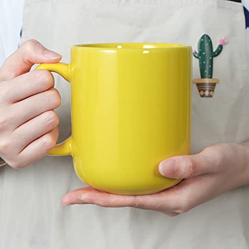 Smilatte 20 Oz Large Coffee Mug, M016 Plain Ceramic Boss Big Tea Cup With Handle For Dad Men, Yellow #TOP5