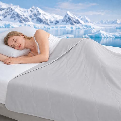Yanghad Manta Refrescante 150x200 cm, Manta Ligera de Fibra Refrescante Q-MAX 0,4, Manta de Enfriamiento Verano Doble Cara, Ligera Transpirable Antialérgica, Manta Sofá Verano (Gris)