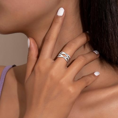 925 Sterling Silver Celtic Knot Rings Open Knuckle Rings for Women Adjustable Thumb Finger Rings Minimalist Cross Line Band Rings4