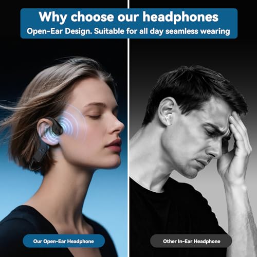 Image of Fanisic Bone Conduction Headphones, Bluetooth 6.0 Open Ear Headphones with Mic, Type-C Quick Charge. Long Battery Life, IPX5 Sweatproof, Lightweight Comfortable for Office, Sports, and Driving(Black)