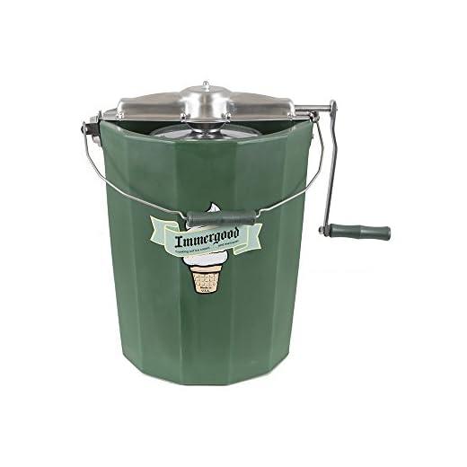 PREMIUM Large 8 qt. - Immergood Ice Cream Maker - Stainless Steel - Hand Crank