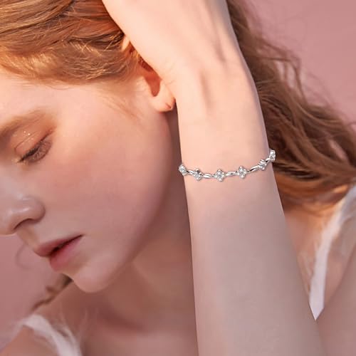 Adjustable Moissanite Bracelet for Women, 925 Sterling Silver D Color Lab Created Imitation Diamond Dainty Hypoallergenic Jewelry Mother's day Birthday Gifts3