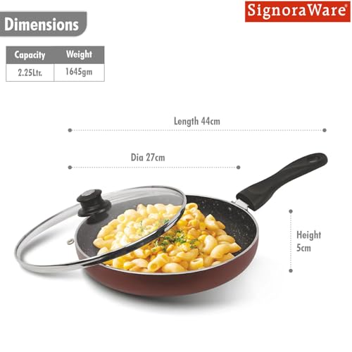 Image of Signoraware Perfecto 4 Layer Coating Non Stick FryPan 26cm | Prevent Sticking | Gas & Induction Compatible | Ideal for Sauteing Veggies, Frying Snacks or Making Gravy & Stir-Fries (2.25 LTR | Steel)