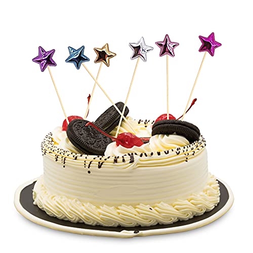 Aloces 50 Stücke Kuchen Dekorieren Topper, PU-Leder Form der Pentagramm Cupcake Topper, Bunt Stern Form Toppers Sticks für Party Kuchen Picks, Lebensmittel Dekoration Lieferungen für Geburtstagsparty Cover