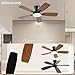 JSAITEE Ceiling Fans with Lights, 42 Inch Low Profile Ceiling Fan with Light and Remote Control, Flush Mount, DC Reversible Motor, Noiseless, Brown 6 Speeds Ceiling Fan for Bedroom