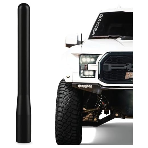 EcoAuto Short Antenna Ford Fits F150 F250 F350 Super Duty, Bronco, Ford Raptor Accessories & Dodge RAM - Anti-Theft Design - Carwash Safe Antenna for Truck 4 Inch Long (Black)