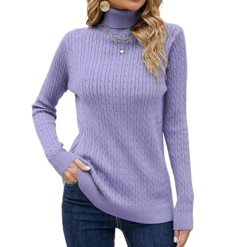 Image of SANGTREE Women's Cable Knit Sweater Long Sleeve Turtleneck Tops | Unmatched Softness| Lightweight Comfort| Rib Knit Cuffs| All Season Versatility| Suitable for Various Combinations