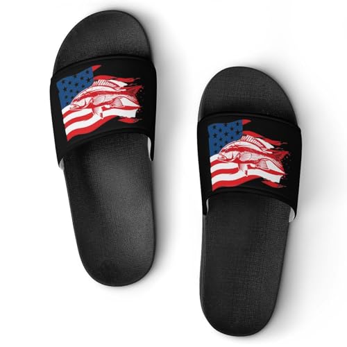 American Fish Flag House Sandals Non-Slip Bathroom Slippers Beach Summer Shoes for Men Women