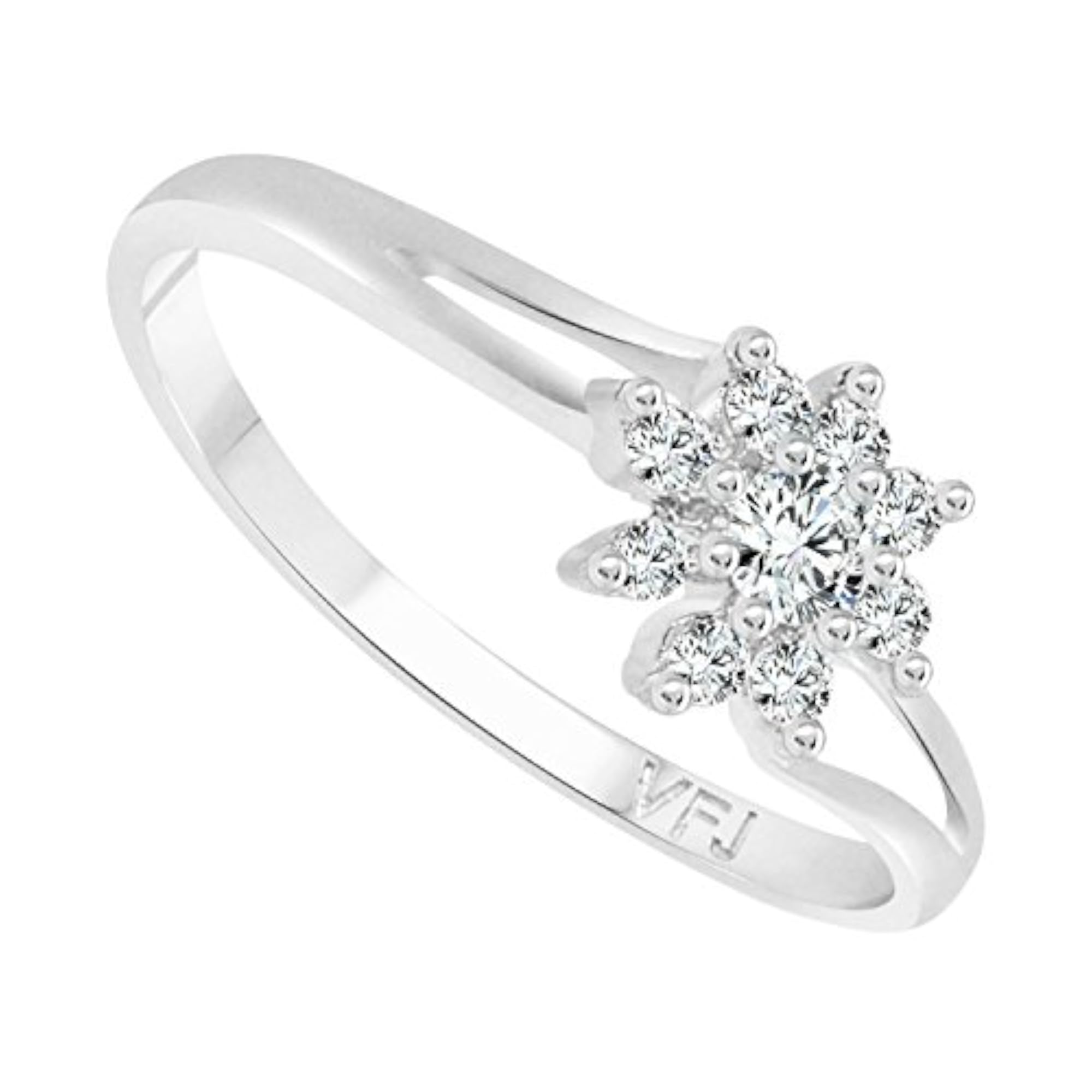 Women's Flory Solitaire CZ Rhodium Plated Alloy Ring