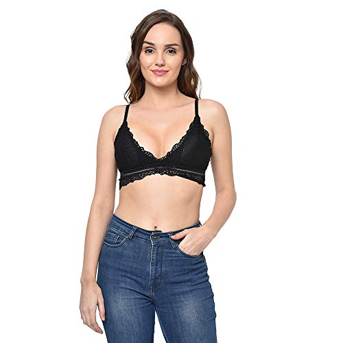 Image of Da Intimo Women's Synthetic Non-Wired Bra (DI-1265 BLACK-C20-34C Black 34)