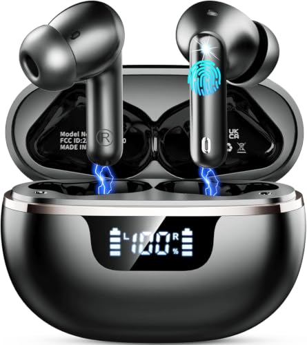 2026 Auriculares Inalambricos Bluetooth, Cascos Inalambricos Bluetooth 5.4 HiFi Estéreo, 45 Horas Auriculares inalámbricos con ENC Cancelacion Ruido, IP7 Impermeable/Pantalla LED/Carga Rápida Tipo C