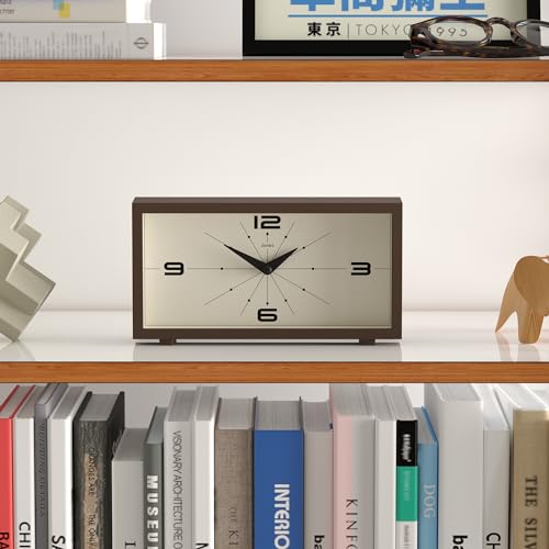 Jones Clocks JODE95MB ® 'Odeon' Desk Clock - Modern Rectangular Design In Brown thumb #2