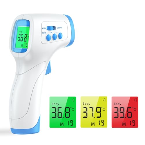 Wawech Termometro febbre infrarossi Termoscanner professionale per febbre Misuratore temperatura corporea laser Termometro digitale Memorizza 99 letture per adulti neonati bambini