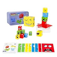 Face Changing Puzzle,3D Face Changing Cube Game Wooden Face Cube Expression Matching Puzzle wooden cube puzzle for kids Expression Puzzle Building Blocks for Kids Face Change Thinking Training