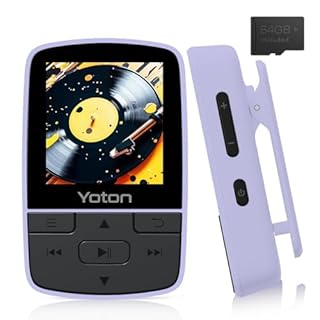 Bluetooth 5.2 MP3 Player, 64GB Portable Sports Music Clip, HiFi Audio, Independent Volume, FM Radio, with Headset, Supports up to 128GB, Viola