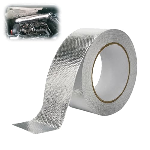 Hitzeschutzband Auspuff 10m X 5cm Auspuffband Auspuff Dichtband Selbstklebend Hitzebeständig Reparaturband Exhaust Auspuffdichtung Aluminium Klebeband für Schlauch und Auto Motorrad Krümmer